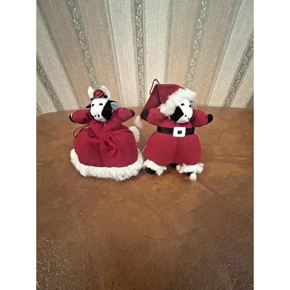 Vintage Fabric Ornaments Stuffed Handmade Cows Santa & Mrs. Clause lee &‎ lee